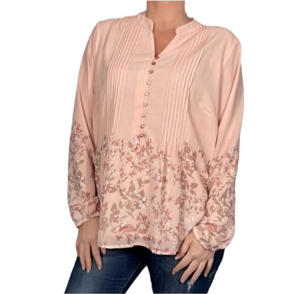 Coldwater Creek Chiffon Floral Drift Blouse - Picture 1 of 11